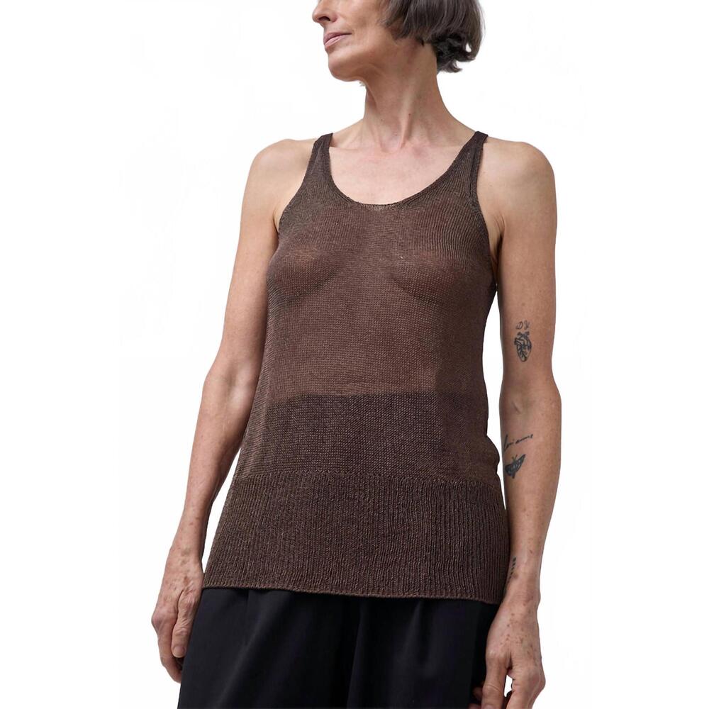 NEW PARI DESAI zian tank in espresso metallic